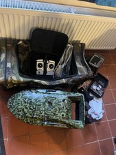 Camo Lake Reaper Bait Boat, Sonar Fish Finder, 4 Batteries,  Large Caryall Bag