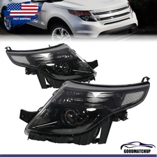 For 2011-2015 Ford Explorer[Black/Clear]Crystal Corner Projector Headlight Lamp