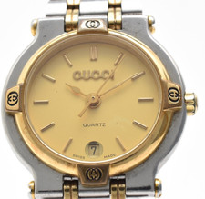 [EXC+5] GUCCI 9000L Gold Silver Women's Vintage Quartz Dress Watch From JAPAN
