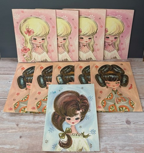 UNUSED 1960s Vintage Retro Sunshine Greeting Card BLANK Lot Of 9