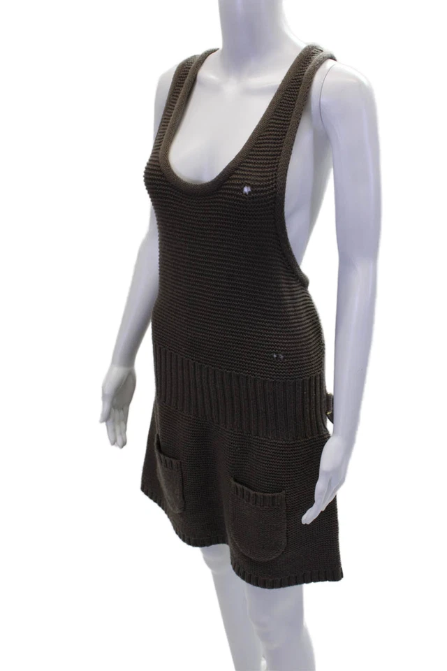 Vestido Suéter Marc By Marc Jacobs Mujer Lana Tejido Abierto Bodycon Marrón Talla M Foto 2 de 4