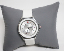Michele Cape Watch Stainless steel case,White Silicone Strap