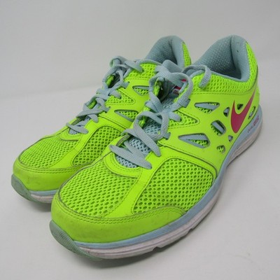 Nike Dual Fusion Run 2 Womens US 9 Neon Yellow Pink Blue Running Shoes