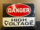 Vintage 1950's Enamel/Porcelain DANGER HIGH VOLTAGE Original Sign 10"X 14"