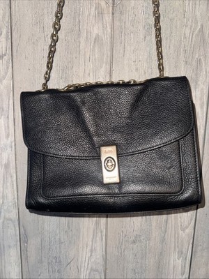 Coach Lane Shoulder Bag-C8595, Gold&Black Color, Pebble & Snakeskin Embossed