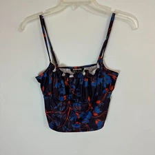 Shein Women's Spaghetti Strap Stretch Crop Top Adjustable Straps Medium Floral