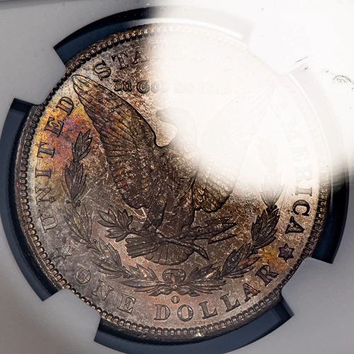 1902-O $1 Morgan Silver Dollar - Rainbow Mint Bag Toning - NGC MS 64 - SKU-D5041