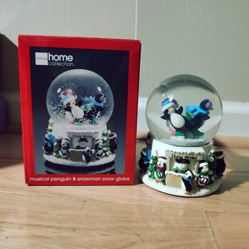 JCPenney Musical Penguin & Snowman Snow Globe Christmas Holiday Deck The Halls - Picture 1 of 19