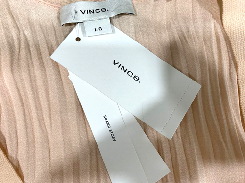 VINCE CRUSHED DOUBLE V NECK SLEEVELESS TOP IN FRENCH ROSE SIZE L $295 - Picture 11 of 13
