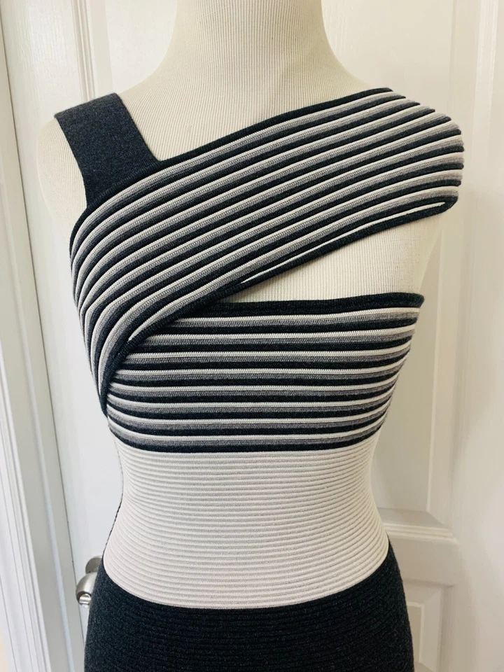 NARCISO RODRIGUEZ Silk Wool Knit Bandage Bodycon Stretch Dress 40 - Image 2 of 4