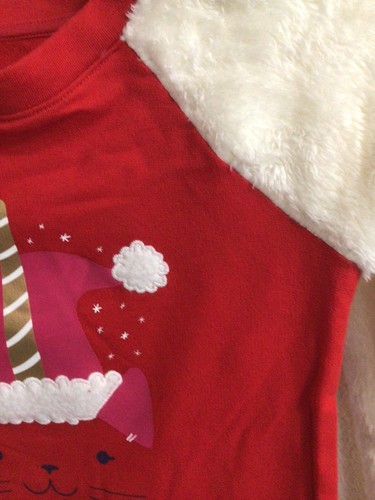 NWT Cat & Jack Girl's Red Cat/unicorn Santa Holiday Sweater, Sweatshirt Sz 6-6X - Picture 9 of 11