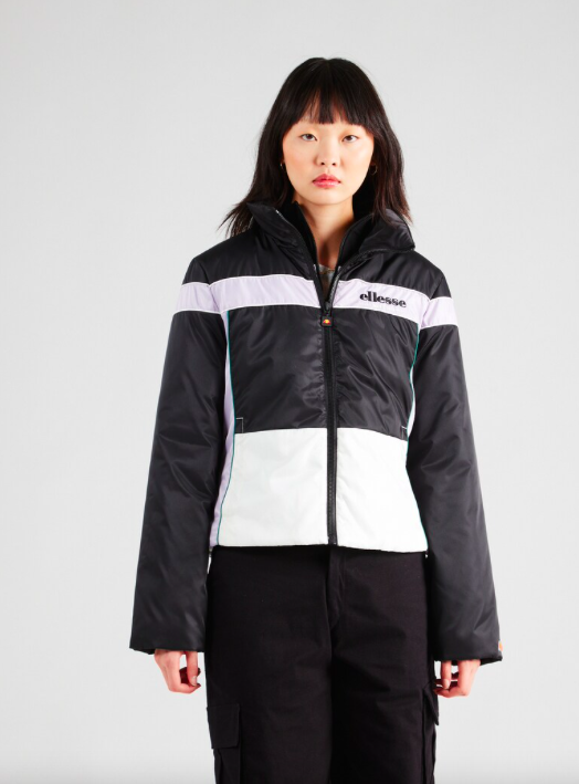 Ellesse Womens Jacket Lizum Logo Ski Club Black 10UK Retro 80s