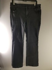 Chico's Platinum Denim Ultimate Fit Boot Leg Junior Sz 1 Black Jeans Rhinestones