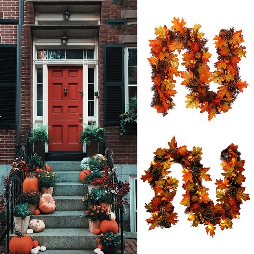 6FT Artificial Autumn Fall Maple Leaves Garland Hanging Plants Home