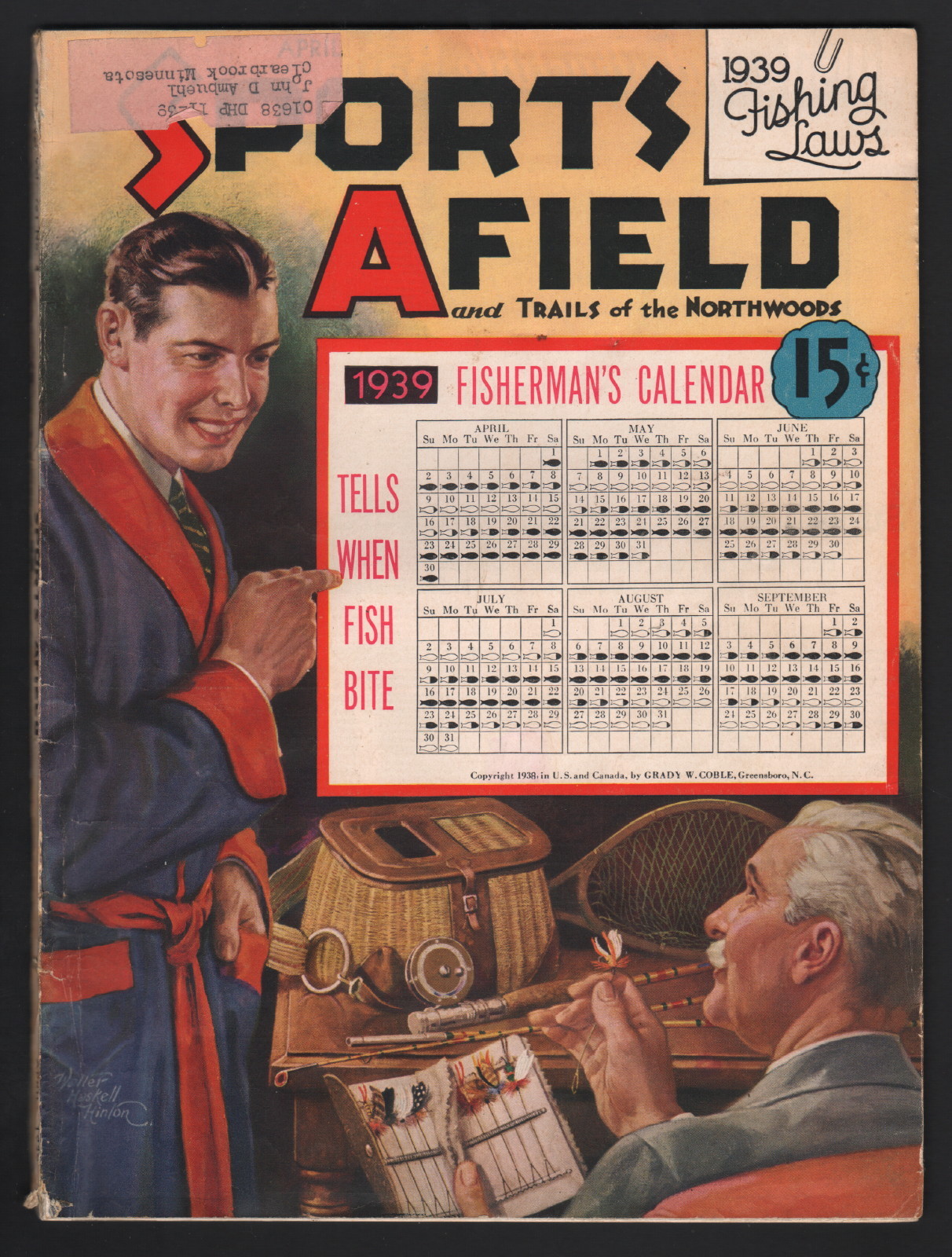 SPORTS AFIELD MAGAZINE April 1939 Cover Art by Walter Haskell