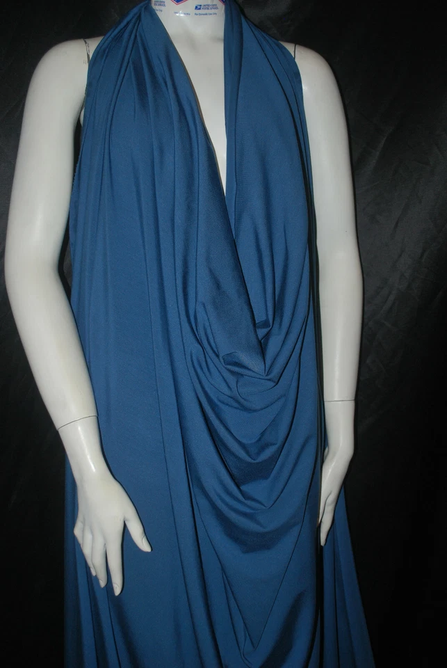 Tejido tejido de punto de spandex modal peso premium 10 oz por yarda vintage azul Foto 2 de 4