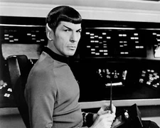 Leonard Nimoy as Spock on Enterprise bridge station 11x17 inch poster