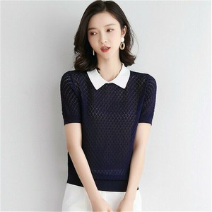 ladies short sleeve jumper with collar