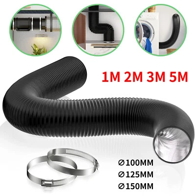 MARKENLOS Ø100/125/150mm Abluftschlauch Lüftungsschlauch Aluflexrohr PVC flexibel 1/2/3/5m