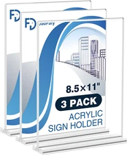 Daofary 3 Pack Acrylic Sign Holder 8.5 X 11 Clear Display Table Signs Stand 