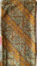 Printed Dupatta Green Brown Golden Scarf Hijab Head Wrap Chiffon Full Dupatta