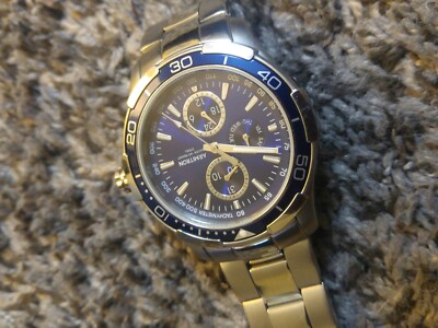 4677blsv armitron men's blue dial stainless steel tachymeter watch