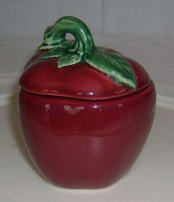 Vtg Jam Jelly Jar Majolica Grape with lid Deep Red and Green Granny's Kitchen