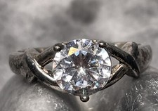 Vintage Sterling Silver Knotted Band CZ Engagement Ring Size 8