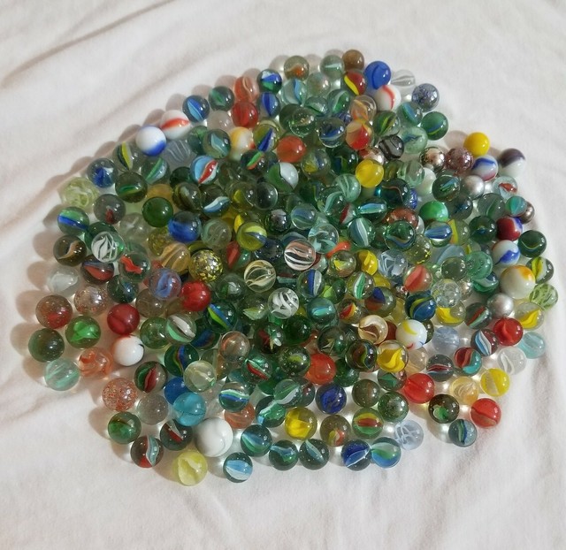 Lot of 200+ Clear Swirl White Speckled Marbles eBay