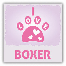 Paw I Love Boxer Dog Car Bumper Sticker Decal 5" x 5"