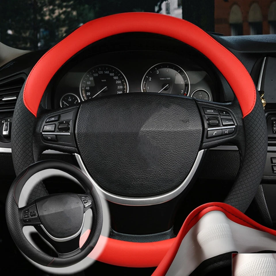 Cubierta protectora transpirable antideslizante para volante de cuero de microfibra Foto 3 de 4