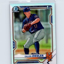 2021 Topps Bowman Calvin Ziegler 1st BDC-123 Refractor New York Mets