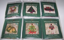 LOT of 6 Mill Hill WINTER HOLIDAY Glass Bead Cross Stitch Magnet KITS Dated 2012