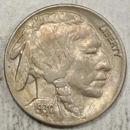 1930 Buffalo Nickel, Choice Almost Uncirculated, Nice Color     1119-30