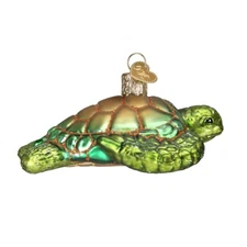 Old World Christmas GREEN SEA TURTLE (12167) Glass Ornament w/OWC Box