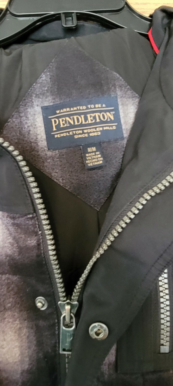 Pendleton Wool Jacket Mens Medium Black Plaid Zip… - image 2