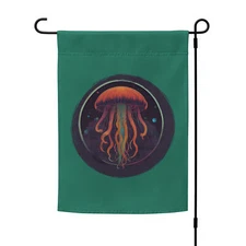 "Cosmic Jellyfish" Garden flag Psychedelic Space Medusa Galactic Sea Cnidarian