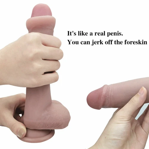 8.46" Realistic Dildo Strong Suction Cup Base Ultra Soft Skin Curved Real Penis - Picture 10 of 10