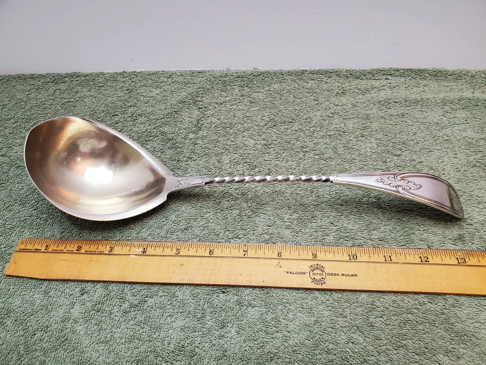 OLIVE 1848 TWIST HANDLE OYSTER or SOUP LADLE 13 1/2" BY 1847 ROGERS BROS IS