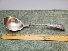  OLIVE  1848 TWIST HANDLE OYSTER or SOUP LADLE 13 1/2" BY 1847 ROGERS BROS IS