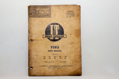 1960 IMPLEMENT & TRACTOR I & T SERVICE FORD 501-1801 SERIES SERVICE MANUAL USED - Picture 1 of 2
