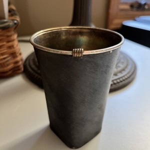 Pat Flynn Studio Art Drinking Beaker Vessel Cup, Pewter Sterling Silver 18K Gold