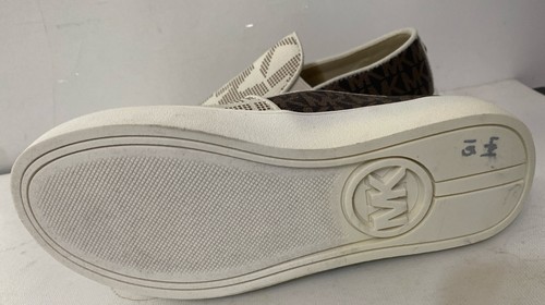 Scarpe Michael Kors giovani bambini Jem Castro monogramma cioccolato/vaniglia taglia 1 nuove senza scatola - Foto 5 di 5