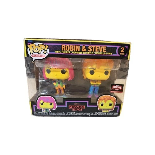 Funko Pop~Stranger Things Robin & Steve 2 Pack Black-Light Figures~*Damaged Box*