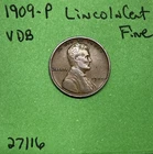 1909-P VDB Lincoln Wheat Cent / Penny 1c Fine