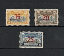 S7145  El Salvador   1943   Golden Gate Bridge  SURCHARGED   3v.   MNH