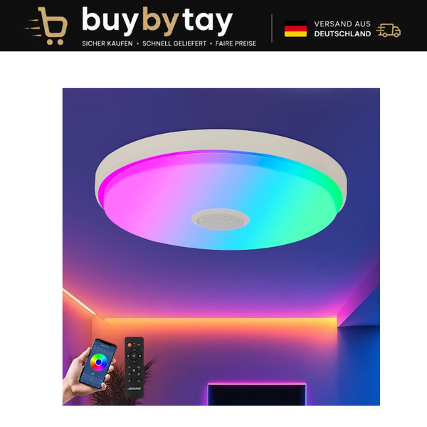 Led Deckenleuchte Dimmbar 24W Ø30CM Farbwechsel Rgb Tageslichtweiß FüR-image