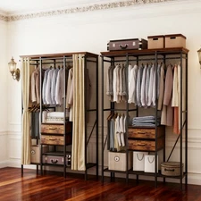 Heavy XXL Open Wardrobe Clothes Rail Storage Cupboard Dust-Proof Coat Rack Stand