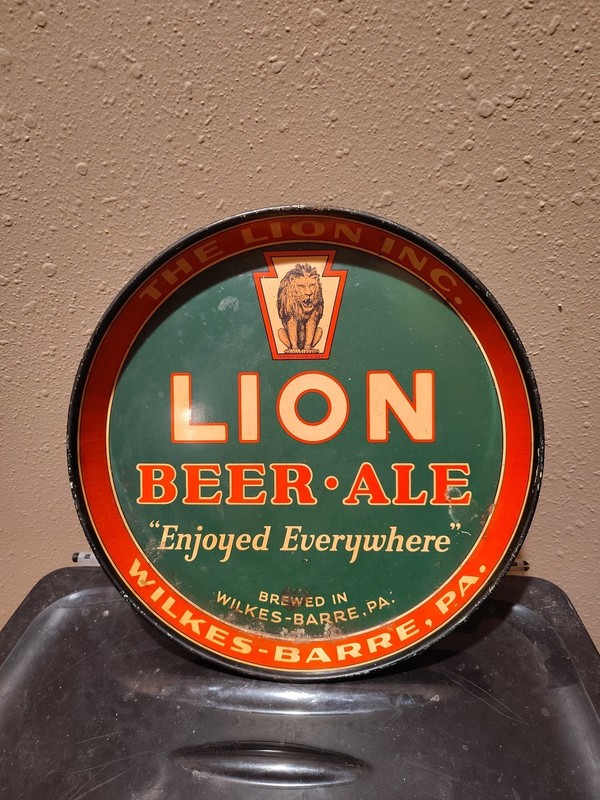 LION BEER - ALE Tray 12" Wilkes-Barre PA 1930's Rare!