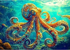 1000 Piece Jigsaw Puzzle for Adults - Colorful Octopus Ocean Art Puzzle, 27.5x19